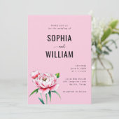 Faire invitation de mariage florale rose romantiqu (Debout devant)