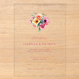 Faire invitation de mariage florale rouge élégante