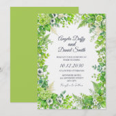 Faire invitation de mariage florale verte (Devant / Derrière)