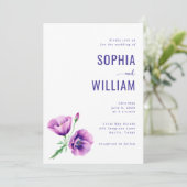Faire invitation de mariage florale violette (Debout devant)