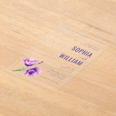 Faire invitation de mariage florale violette (Poser)