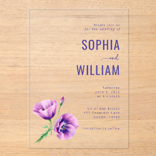 Faire invitation de mariage florale violette