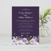 Faire invitation de mariage florale violette (Debout devant)