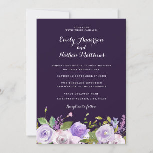 Faire invitation de mariage florale violette