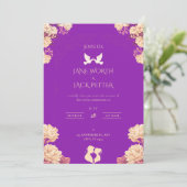 Faire invitation de mariage florale violette avec (Debout devant)