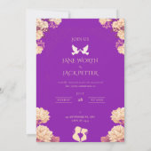 Faire invitation de mariage florale violette avec (Dos)