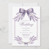 Faire invitation de mariage florale violette et à  (Devant)