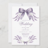 Faire invitation de mariage florale violette et à (Devant)