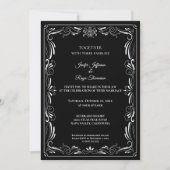 Faire invitation de mariage gothique noir et blanc (Devant)