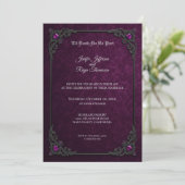 Faire invitation de mariage gothique violet (Debout devant)