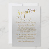 Faire invitation de mariage gris avec feuille d'or (Devant)