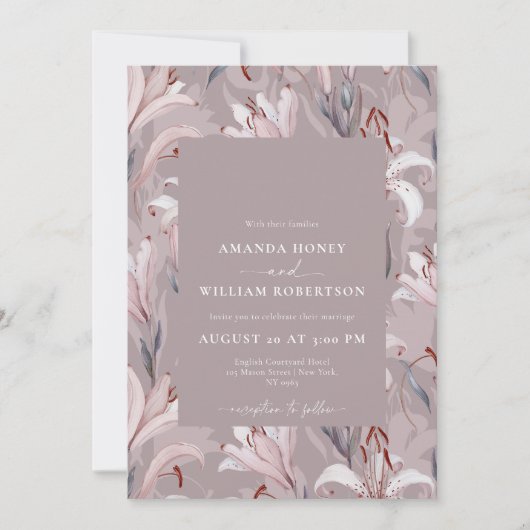 Faire invitation de mariage Lily – Florale intempo (Devant)
