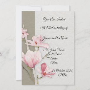 Faire invitation de mariage, magnolia rose