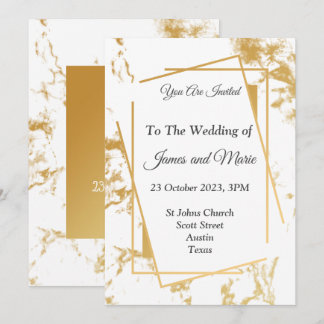 Faire invitation de mariage, marbre doré