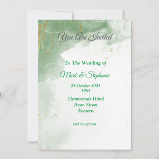 Faire invitation de mariage, marbré vert