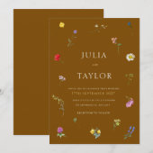 Faire invitation de mariage marron élégant (Devant / Derrière)