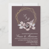 Faire invitation de mariage mauve à monogramme flo (Devant)