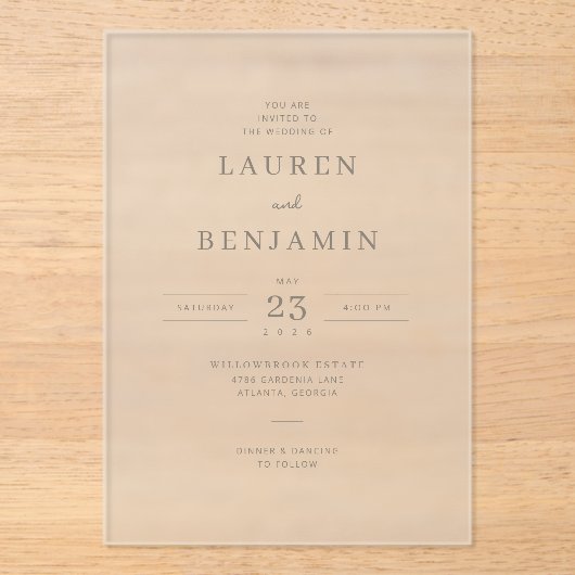 Faire invitation de mariage minimaliste beige (Recto)