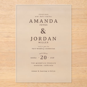 Faire invitation de mariage minimaliste beige