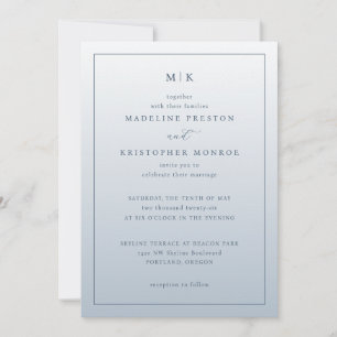 Faire invitation de mariage minimaliste bleu