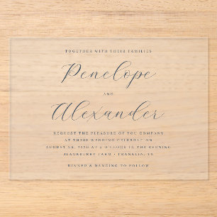 Faire invitation de mariage minimaliste bleu marin