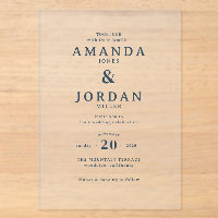 Faire invitation de mariage minimaliste bleu marin