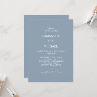 Faire invitation de mariage minimaliste bleu pouss