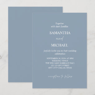 Faire invitation de mariage minimaliste bleu pouss