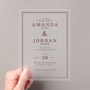 Faire invitation de mariage minimaliste bordeaux