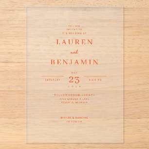 Faire invitation de mariage minimaliste corail