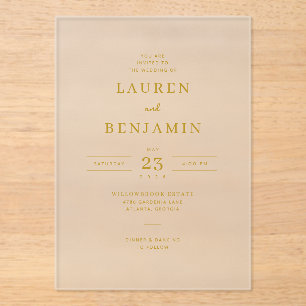 Faire invitation de mariage minimaliste en or