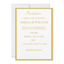 Faire invitation de mariage minimaliste en or blan