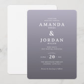 Faire invitation de mariage minimaliste lavande (Devant / Derrière)