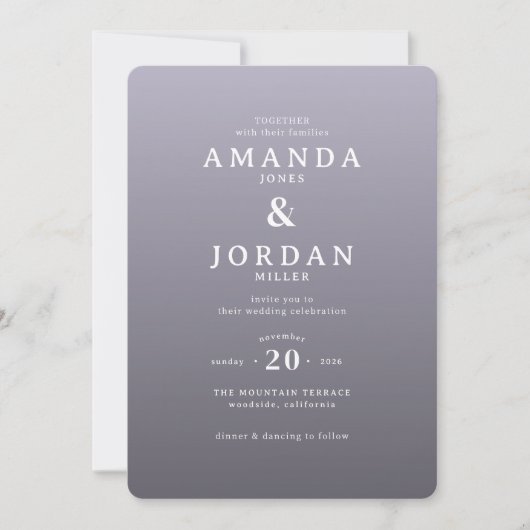 Faire invitation de mariage minimaliste lavande (Devant)