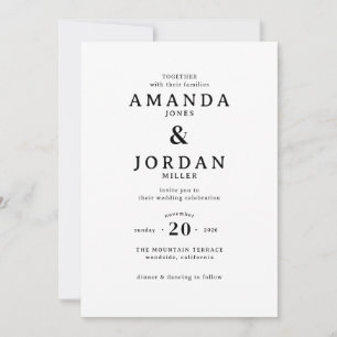 Faire invitation de mariage minimaliste noir