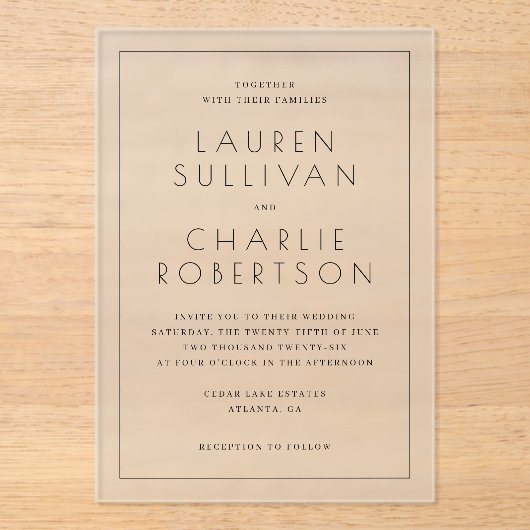 Faire invitation de mariage minimaliste noir (Recto)
