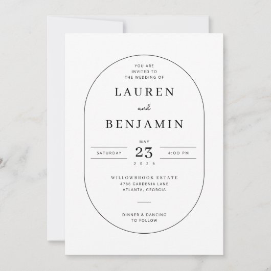 Faire invitation de mariage minimaliste noir (Devant)