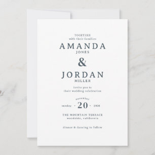 Faire invitation de mariage minimaliste noir