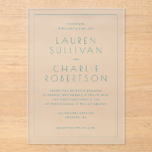 Faire invitation de mariage minimaliste sarcelle