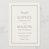 Faire invitation de mariage minimaliste taupe (Devant)