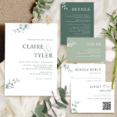 Faire invitation de mariage minimaliste vert moder