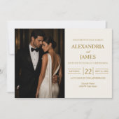 Faire Invitation de Mariage Moderne Blanche Photo (Devant)