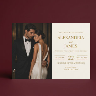 Faire Invitation de Mariage Moderne Blanche Photo