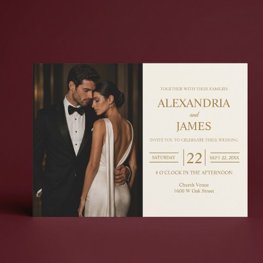 Faire Invitation de Mariage Moderne Blanche Photo