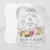 Faire Invitation de Mariage Moderne Florale Rose (Devant / Derrière)
