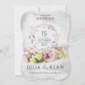 Faire Invitation de Mariage Moderne Florale Rose (Devant)