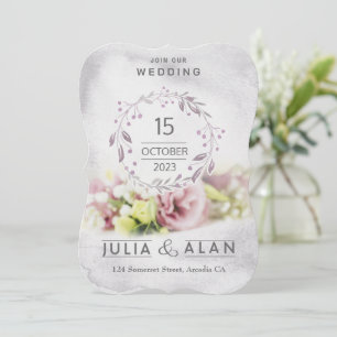 Faire Invitation de Mariage Moderne Florale Rose
