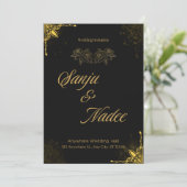 Faire invitation de mariage moderne noir et or (Debout devant)