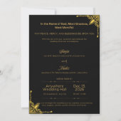 Faire invitation de mariage moderne noir et or (Dos)