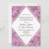 Faire invitation de mariage moderne rose marbré (Devant)